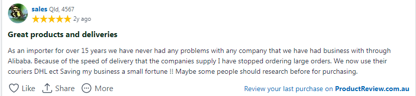 alibaba customer review