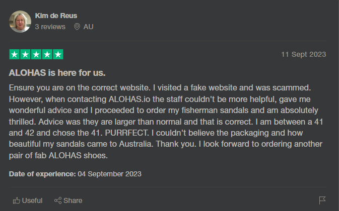 Alohas Customer Review
