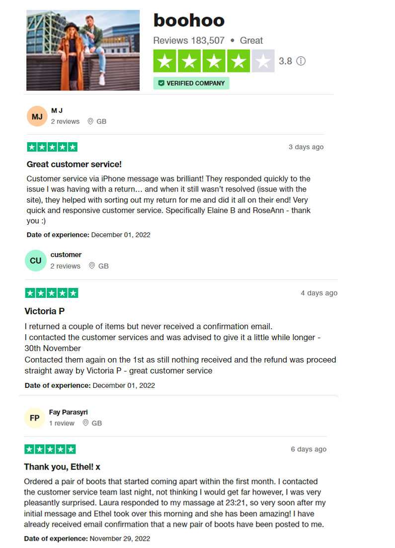 boohoo customer reviews