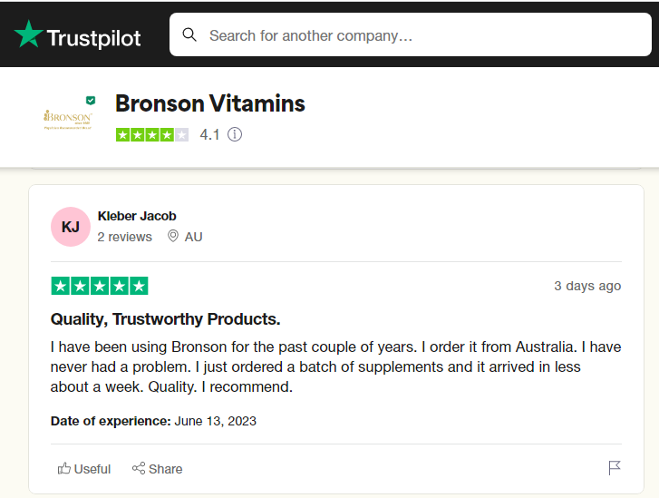 Bronson Vitamins customer review