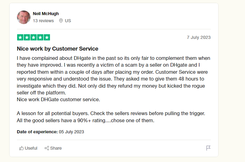 dhgate customer reviews