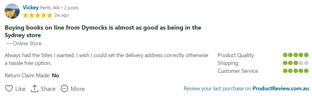 dymocks customer review