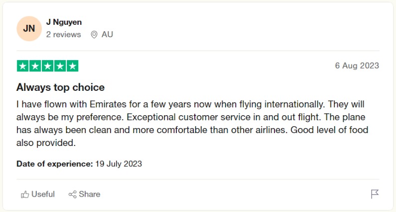 Emirates customer reviews