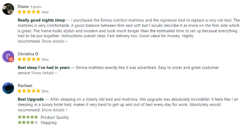 emma sleep customer review