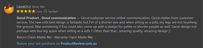 Eva Home Customer Review