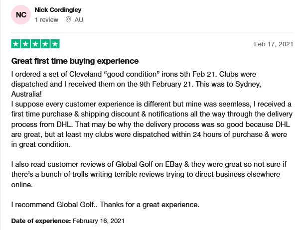 Global Golf customer review
