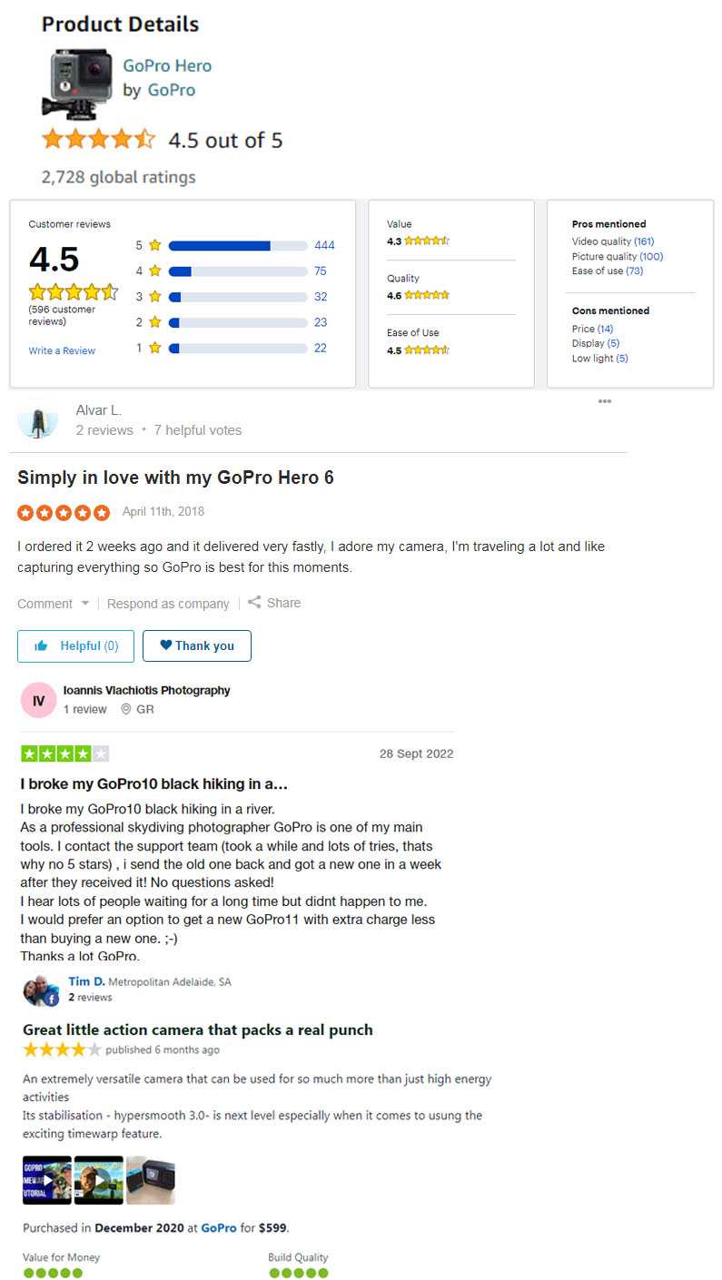 gopro customer reviews