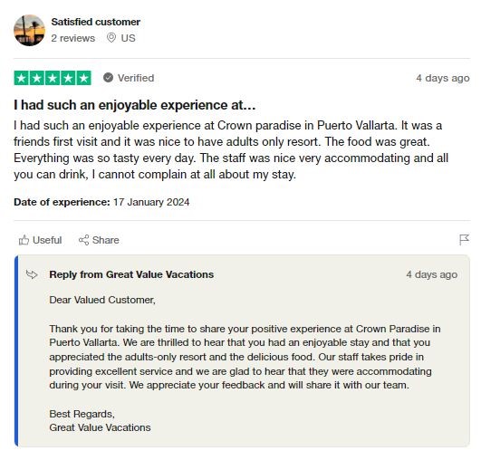 great value vacations customer review