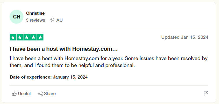 Homestay Customer Review