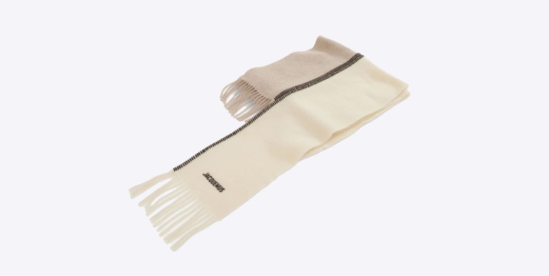 JACQUEMUS Pampero Double Scarf in Multi Beige