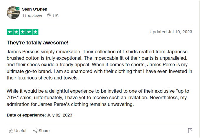 james perse customer review