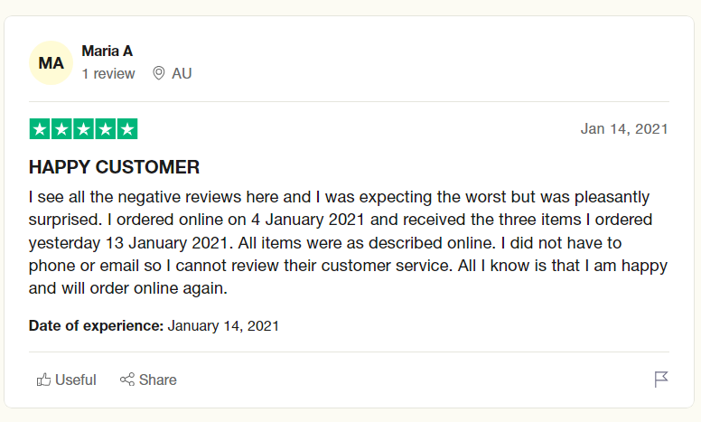 Katies Customer Review