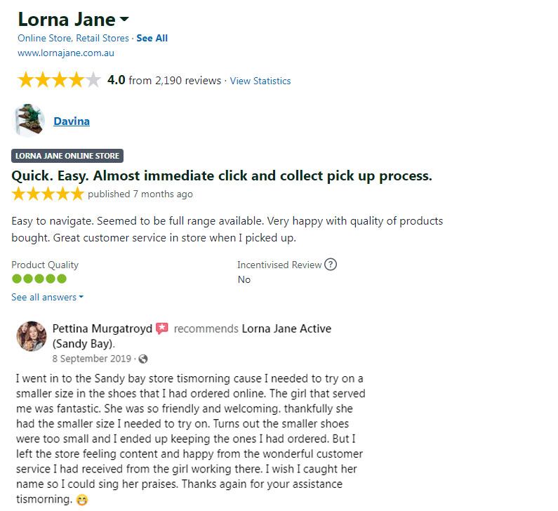 lorna jane customer reviews