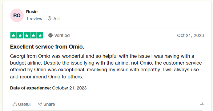 Omio customer review