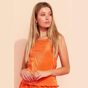 Ally Fashion - Orange Halter Plisse Top