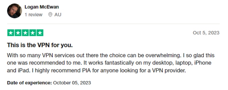 Private Internet Access customer review
