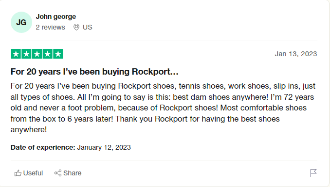 rockport customer review