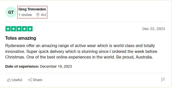 Ryderwear customer review