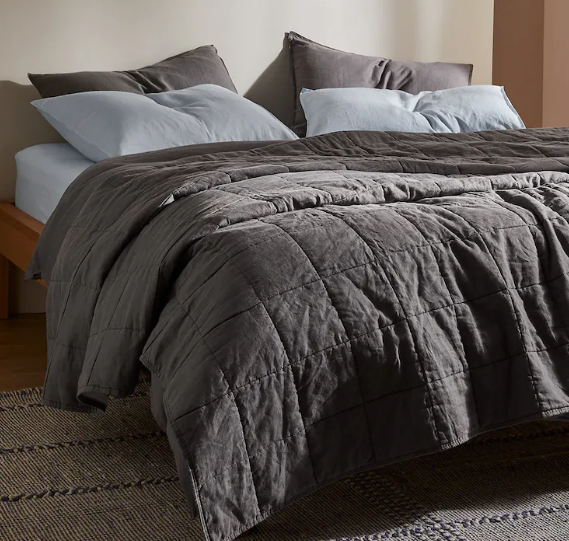 Sheet Society - Charcoal Stripe Quilted Blanket