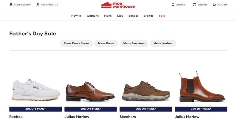 Shoe Warehouse Father's Day Sale