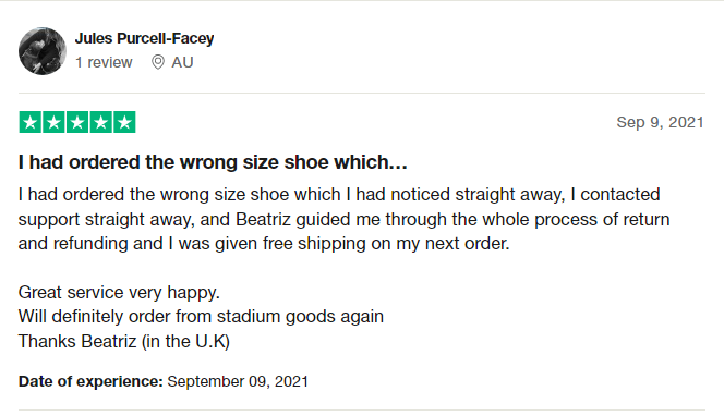 stadium goods customer review