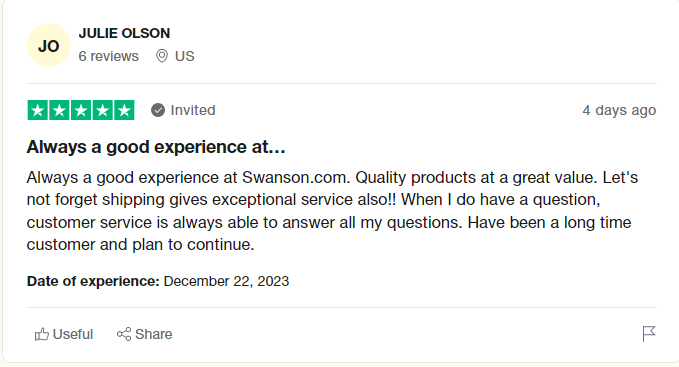 swanson vitamins customer reviews