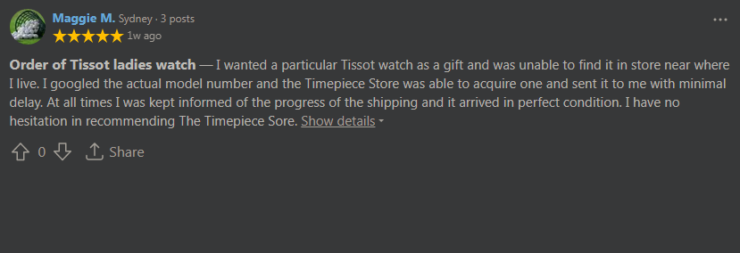 timepiece customer review
