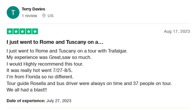 trafalgar tours customer review