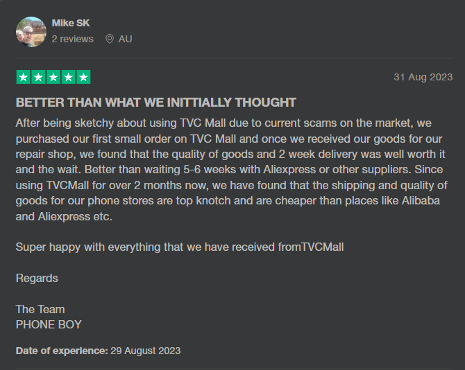 TVC Mall Customer Review