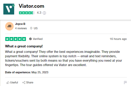 Viator Customer Review