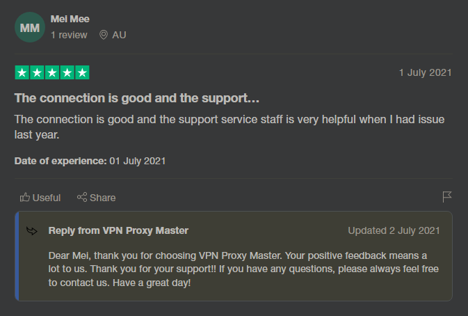 vpn proxy master customer review