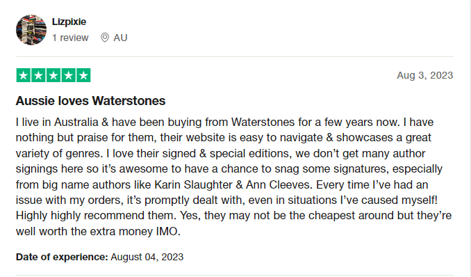 Waterstones customer reviews