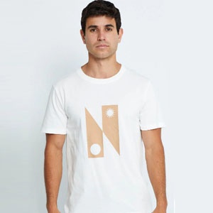 Ally Fashion - White Graphic T-Shirt Crew Neck Short Sleeve Cotton