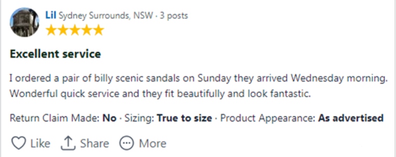Williams Shoes customer review